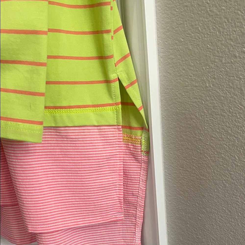 DAVI & DANI Women’s Striped Button Down Shirt in Green and Pink - Picture 6 of 9
